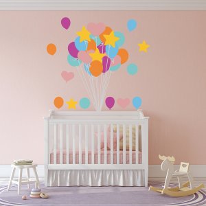 Bunch of Balloon wall decal on nursery wall.