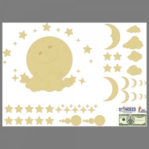 Moon Night Sky wall decal print layout.