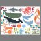 Sea creatures wall decal print layout.